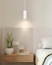 Carica l'immagine nel visualizzatore di Gallery, Lampadario a Sospensione Moderno 15cm, Lampada a Sospensione con Portalampada GU10, Lampadario Cilindrico Bianco, Lampad