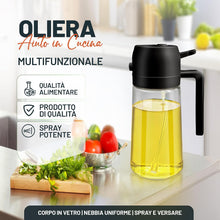 Carica l'immagine nel visualizzatore di Gallery, PORTENTUM Spruzzino Olio per Friggitrice Aria 500ml 2 in 1, Dosatore Bottiglia e Oliera Spruzzino olio, Accessori friggitrice ad aria nebulizzatore per Alimenti e Spruzzatore (Nero)