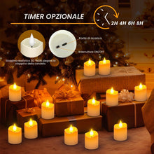 Carica l'immagine nel visualizzatore di Gallery, SoulBay Tea Light Candele, 12 pezzi Candele LED Ricaricabili con Telecomando e Timer, Candele Elettriche Finte Fiamma Ef