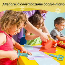 Carica l'immagine nel visualizzatore di Gallery, DealKits Set Taglio Carta per Bambini, 2 Forbici Sicurezza + 48 Fogli, Attività Didattica Creativa per Asilo e Scuola Ma