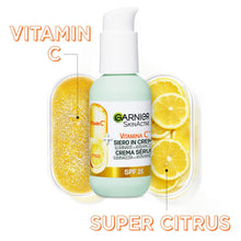 Carica l&#39;immagine nel visualizzatore di Gallery, Garnier Siero in Crema Vitamina C SkinActive, 2 in 1 Siero Vitamina C e Crema Idratante SPF25, Anti-Macchie e Illuminante, Non unge, Adatto a Tutti i Tipi di Pelle, 50 ml