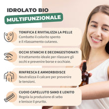 Carica l'immagine nel visualizzatore di Gallery, BIONOBLE Acqua di Rose Spray Bio - Tonifica, Calma, Illumina - Idrolato di Rosa 100% Naturale, Senza Alcol - Tonico Acqua alle Rose Viso, Capelli, Contorno Occhi - Bottiglia di Vetro con Spray - 100ml