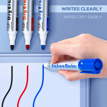 Carica l'immagine nel visualizzatore di Gallery, maxtek Set 12 Pennarelli Lavagna Bianca Cancellabile, Punta rotonda 2-3mm larghezza della linea, inchiostro a basso odore a 3 colori, Scuola, Ufficio, Casa