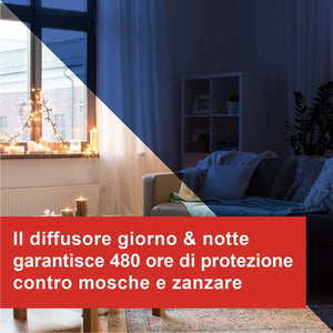 Vape, Elettroemanatore Liquido Mosche-Zanzare e Ricarica Liquida 480 ore, Antizanzare Elettrico, Protezione contro le zanzare Comuni, Tigre e Mosche,22 ml