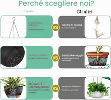 Carica l'immagine nel visualizzatore di Gallery, 2 Pezzi Vasi da Appendere Ø24CM – Vasi Sospesi Autoirriganti in Plastica con Fori di Drenaggio e Sottovaso Rimovibile, V