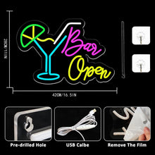 Carica l'immagine nel visualizzatore di Gallery, Bar Open Insegna al Neon Luci al Neon Cocktail LED aperto segno al neon Con pulsante e interruttore dimmerabili Adatto p