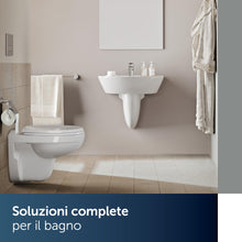 Carica l'immagine nel visualizzatore di Gallery, Ideal Standard Eurovit Sedile WC universale, sedile WC ovale resistente, resistente ai raggi UV e con portata fino a 150 kg, in robusto duroplast – Bianco (370x440 mm)