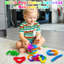 Carica l'immagine nel visualizzatore di Gallery, 8 Pezzi Mini Tubi Pop Giocattolo, Sensoriali Elastico Pop Tubes