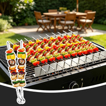 Carica l'immagine nel visualizzatore di Gallery, Set Spiedini Barbecue in Acciaio Inox, 30 Spiedini per Barbecue da 40cm e 2 Supporti a 9 Posizioni, Accessori Barbecue P
