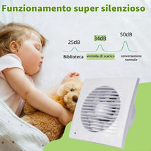 Carica l'immagine nel visualizzatore di Gallery, Aspiratore Bagno 100mm Ventola Aspirazione Bagno Silenzioso,12W Estrattore Aria Silenzioso con Valvola Antiritorno, Vent