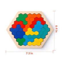 Carica l'immagine nel visualizzatore di Gallery, Coogam Puzzle di legno esagonale - Blocco di forma Tangram Rompicapo Giocattolo Geometria Logica IQ Gioco STEM Montessori Regalo educativo per tutte le età Sfida