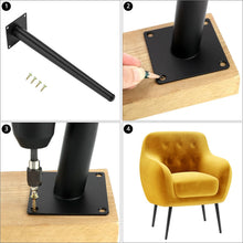 Carica l'immagine nel visualizzatore di Gallery, QWORK® Set di 4 Gambe per Tavolo in Metallo 30 cm - Gambe per Mobili a Cono Inclinato con cuscinetti in gomma antiscivol