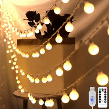 Carica l'immagine nel visualizzatore di Gallery, Bigzom 100LEDs Catena Luminosa Interno, 11M Indoor Decoration USB Luce di stringa bianca calda, 8 modalità e funzione ti