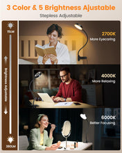 Carica l'immagine nel visualizzatore di Gallery, Glocusent Lampada da Lettura 72 LED, Luce da Lettura-3 Colore e 5 Luminosità, USB Lampada con Pinza con luce notturna am