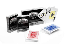 Carica l'immagine nel visualizzatore di Gallery, 2 giochi di carte da gioco professionali 100% plastica Texas Holdem Poker (1 x rosso/1 x blu) | 54 monete per gioco, inc