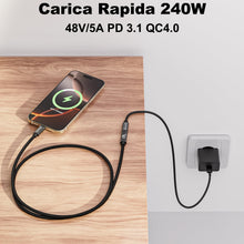 Carica l'immagine nel visualizzatore di Gallery, 240W Prolunga USB C 1m,Prolunga USB C 3.2 Gen2 20Gbps,Cavo di Prolunga USB Type C 4K@144Hz 5K@60Hz Maschio a Femmina per