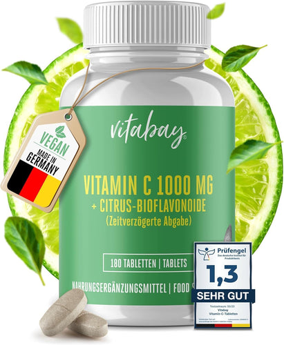 vitabay Vitamina C 1000 mg + Bioflavonoidi, 180 Compresse Vegane