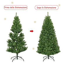 Carica l'immagine nel visualizzatore di Gallery, COSTWAY Albero di Natale 120/150/180/210 cm, Albero di Natale con Luci Incorporate 11 Modalità di Illuminazione, 300/600/1000/1570 Rami e Base in Metallo, Perfetta per Casa e Negozio (150cm)
