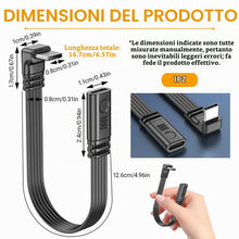 Carica l'immagine nel visualizzatore di Gallery, Cavo Prolunga USB C 90 Gradi, 15cm Type C Maschio Femmina Piatta Prolunga in Silicone, Supporta Trasferimento Dati e Ric