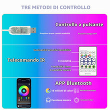 Carica l'immagine nel visualizzatore di Gallery, Striscia LED neon RGB IC 2 metri, USB IP67 con app Bluetooth e telecomando IR, sincronizzazione musicale, striscia lumin