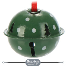 Carica l'immagine nel visualizzatore di Gallery, com-four® 12 decorazioni natalizie da appendere 4 cm Ø - campanelle in metallo da appendere - campanelle decorative in latta come pendenti per finestre, porte e alberi di Natale (verde bianco rosso)