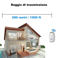 Carica l'immagine nel visualizzatore di Gallery, YYQ Campanello Senza Fili da Esterno Impermeabile IP44, Wireless Doorbell con Raggio d’Azione 300M, Indicatore LED, 1 Tr