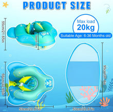 Carica l'immagine nel visualizzatore di Gallery, Salvagente Neonato con Parasole, Salvagente Gonfiabile per Piscina Regolabile Doppio Airbag Anello, Anello di Nuoto per Bambini per Bambini da 6 a 36 Mesi (Blu)