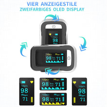 Carica l'immagine nel visualizzatore di Gallery, Wawech 4 in 1 Saturimetro Professionale Pulsossimetro da dito con Display OLED multidirezionale Ossimetro per Saturazione di Ossigeno(SpO2) Frequenza Del Polso(PR) Indice di Perfusione(PI)