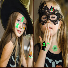 Carica l&#39;immagine nel visualizzatore di Gallery, Tatuaggi Temporanei di Halloween per Bambini, 10 Fogli, Adesivo Luminoso, Decorazione Impermeabile