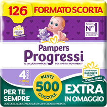 Carica l'immagine nel visualizzatore di Gallery, Pampers Progressi Maxi, Taglia 4 (7-18 kg), 126 Pannolini Bambino