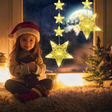 Carica l'immagine nel visualizzatore di Gallery, CNMTCCO 2 pezzi LED stelle luci natalizie, decorazioni natalizie per interni, con timer, ventosa, adatte per interni ed esterni, decorazioni per matrimoni e Natale (stelle lunghe)