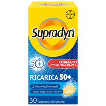 Carica l'immagine nel visualizzatore di Gallery, Supradyn Ricarica 50+, Multivitaminico, Stanchezza, 30 cpr Effervescenti