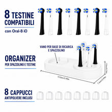 Carica l'immagine nel visualizzatore di Gallery, 8 Testine di Ricambio Compatibili con Oral-B iO Serie 2 3 4 5 6 7 8 9 10 + 8 Cappucci + Porta Testine con vano Spazzolin