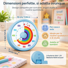 Carica l'immagine nel visualizzatore di Gallery, Timer Visivo Bambini 60 Minuti, Conto Alla Rovescia Silenzioso Blu