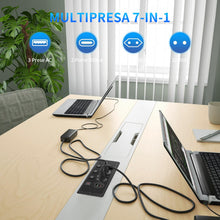 Carica l'immagine nel visualizzatore di Gallery, Ciabatta Elettrica Incassato da Tavolo, Ciabatta Multipresa con 3 Prese, 2 USB A+2 USB C, 3 Interruttori Separati per Ta