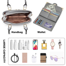 Carica l'immagine nel visualizzatore di Gallery, Miss Lulu Borsa Mano Donna Elegante, Borse Università Tracolla Regolabile, PU Pelle Impermeabile, Molte Tasche Scomparti, Tote Bag Borsetta Grande Lavoro