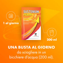 Carica l'immagine nel visualizzatore di Gallery, Sustenium Plus - lntegratore energizzante a base di uno specifico complesso di aminoacidi, vitamine e minerali. Per la tua energia fisica e mentale. Confezione da 22 bustine