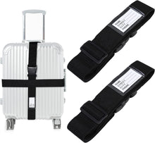 Carica l'immagine nel visualizzatore di Gallery, AiQInu Cinghie per Valigie,2 Cinghie per Bagagli Regolabili,Segnare Bagagli Fissaggio Valigie Cintura Sicurezza per Bagagli Accessori Viaggio Utili 2 Nero
