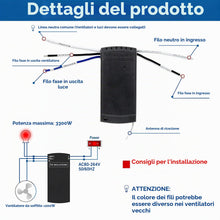 Carica l'immagine nel visualizzatore di Gallery, Kit di Telecomando Universale per Ventilatore da Soffitto, 220V Wireless Ventilatore Lampada Telecomando Kit, con 3 Impo