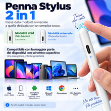 Carica l'immagine nel visualizzatore di Gallery, Penna Touch Screen 2 in 1 per iPad Tablet e Smartphone, Stylus con Palm Rejection e Sensibilità all’Inclinazione, Punta 