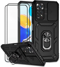 Carica l'immagine nel visualizzatore di Gallery, Cover per Xiaomi Redmi Note 11S 4G/Redmi Note 11 4G e 2 Vetro Temperato Custodia con Scorrevole Protezione Fotocamera Cu