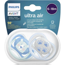 Carica l'immagine nel visualizzatore di Gallery, Philips Avent SCF085/03 - Succhietto Ultra air, Lascia respirare la pelle del tuo bambino, Ortodontico &amp; senza BPA, 6-18 m, confezione da 2 pz