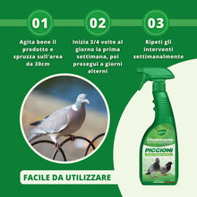 Carica l'immagine nel visualizzatore di Gallery, Gardemia Disabituante Anti Piccioni 750ml Spray Sgradito Azione Naturale Barriera Vegetale Che Disabitua da Balcone Casa Alternativa Eco a Repellente Dissuasori Gufo Corvo Veleno Ultrasuoni Spuntoni