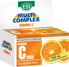 Carica l'immagine nel visualizzatore di Gallery, ESI - Multicomplex Vitamina C Pura Retard, Integratore Alimentare Massimo Dosaggio, a Rilascio Prolungato, Supporta il Funzionamento del Sistema Immunitario, Senza Glutine e Vegan, 90 Compresse