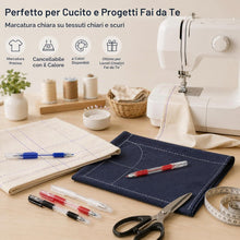 Carica l'immagine nel visualizzatore di Gallery, Carehabi Penne Cancellabili per Tessuti da Calore Set di 4 Penne con 40 Ricariche Alternativa Gesso per Sarti Accessori Cucito Pennarelli per Stoffa Ricamo e Sartoria 0,7 mm