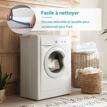 Carica l&#39;immagine nel visualizzatore di Gallery, Amazon Basics - Topper Matrimoniale 160 x 190 cm in Memory Foam, 5 cm Coprimaterasso con Angoli Elastici, Bianco