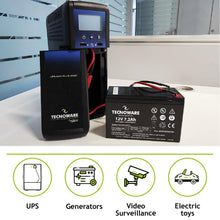 Carica l'immagine nel visualizzatore di Gallery, Tecnoware Power Systems, Batteria al Piombo 12V 7.2Ah, Per UPS, Videosorveglianza e Allarme, Attacco Faston 6.3 mm, Batt