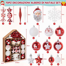 Carica l'immagine nel visualizzatore di Gallery, LEMESO Decorazioni Albero di Natale Rosse e Bianche Palline di Natale 70 pz Ciondoli Natalizi Addobbi Pendenti Ornamenti da Appendere Fiocchi di Neve Ghiaccioli