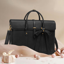 Carica l'immagine nel visualizzatore di Gallery, MOSISO Borsa Porta PC Donna,15-15,6 Pollici Laptop in Pelle PU Borsa a Tracolla Convertibile,16 Pollici Borse Messenger Casual Lavoro Viaggio Computer Custodia con Nodo a Fiocco,Nero