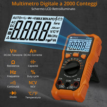 Carica l'immagine nel visualizzatore di Gallery, Neoteck Multimetro Digitale 2000 Conti TRMS NCV 10A DC/AC 600V Auto-Range